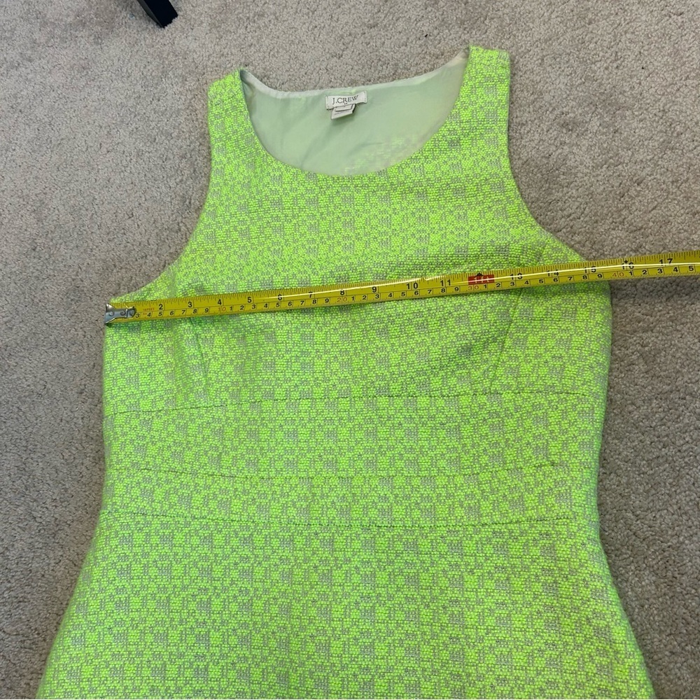 J. Crew lime green sleeveless textured tweed Racer back sheath A-line dress Sz 4 - Picture 10 of 13
